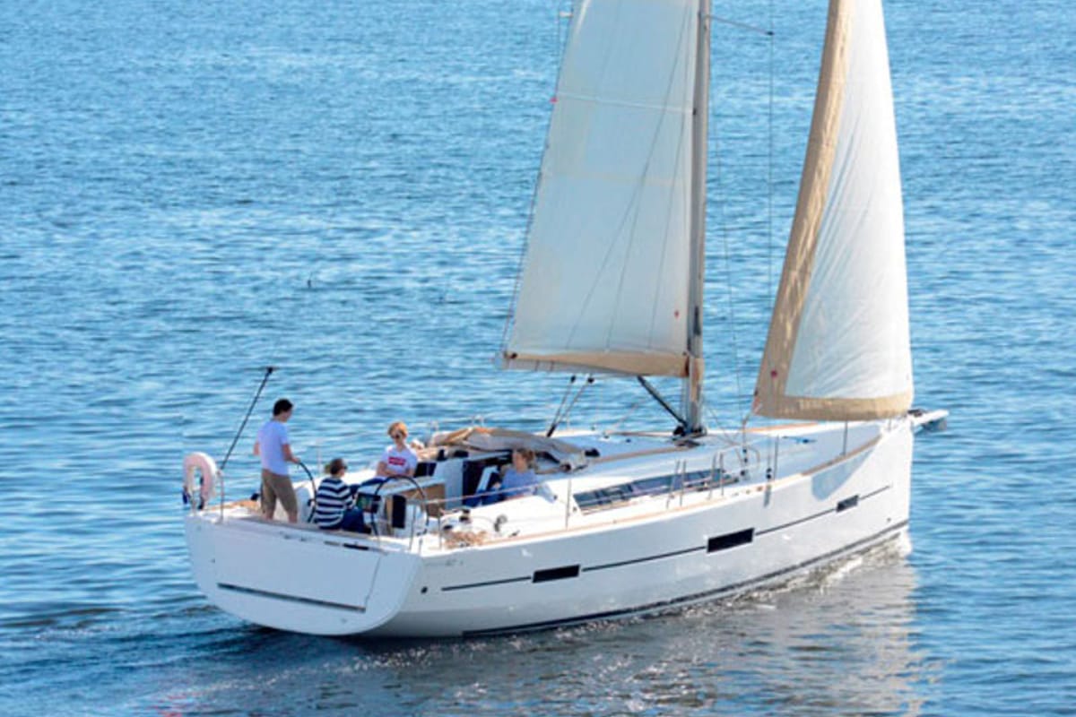 Exterior view of Amazing, a Dufour 412 GL sailboat at Grad Šibenik, Croatia