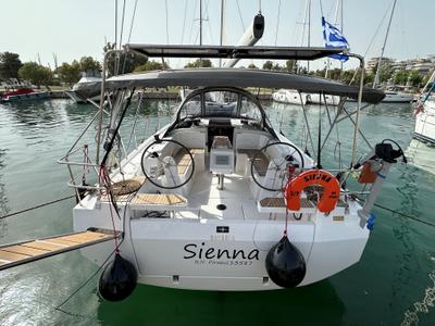 Cockpit of S/Y Sienna, a Bavaria C38 sailboat at Athens, Greece