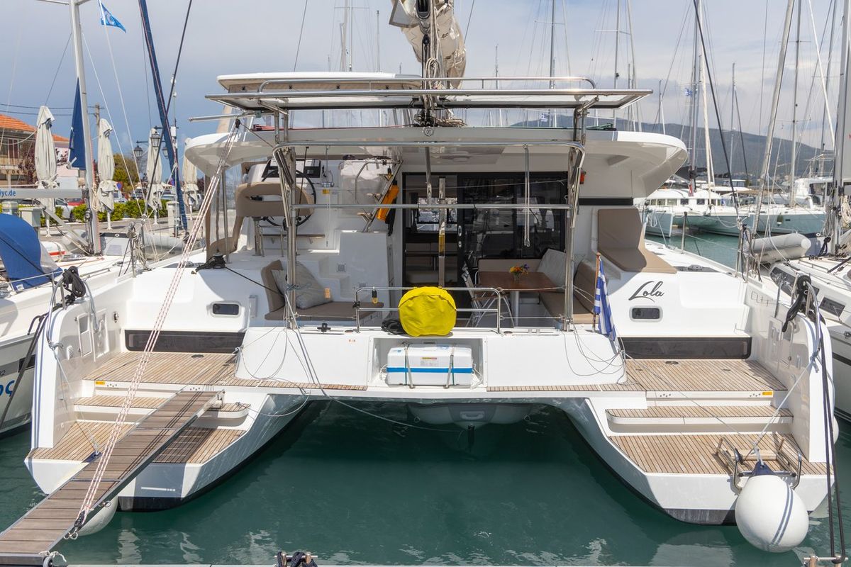 Deck of Lola, a Lagoon 42 catamaran at Municipal Unit of Lefkada, Greece