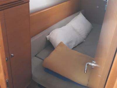 Cabin on Britannia, a Jeanneau Sun Odyssey 33i sailboat at Gouvia, Greece