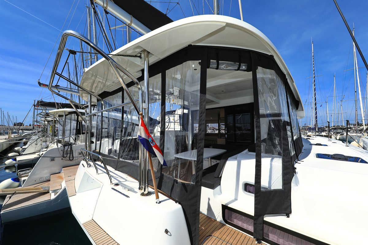Exterior view of Family Time, a Lagoon 42 catamaran at Općina Sukošan, Croatia