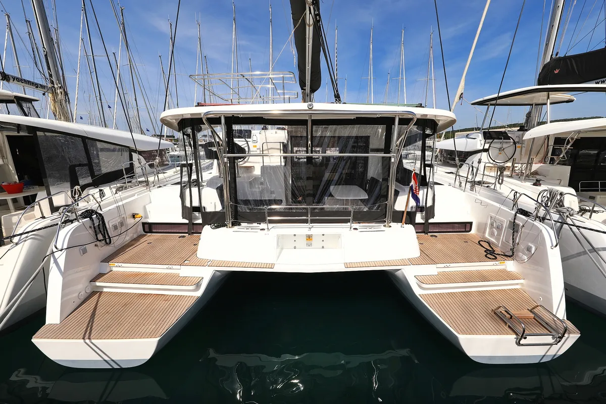 Exterior view of Family Time, a Lagoon 42 catamaran at Općina Sukošan, Croatia