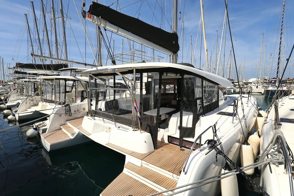Exterior view of Family Time, a Lagoon 42 catamaran at Općina Sukošan, Croatia