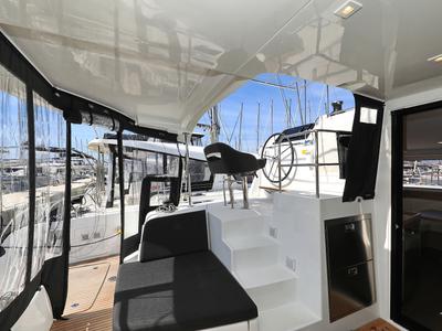 Cockpit of Family Time, a Lagoon 42 catamaran at Općina Sukošan, Croatia