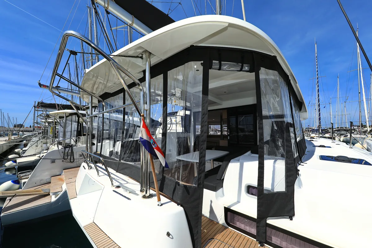 Exterior view of Family Time, a Lagoon 42 catamaran at Općina Sukošan, Croatia