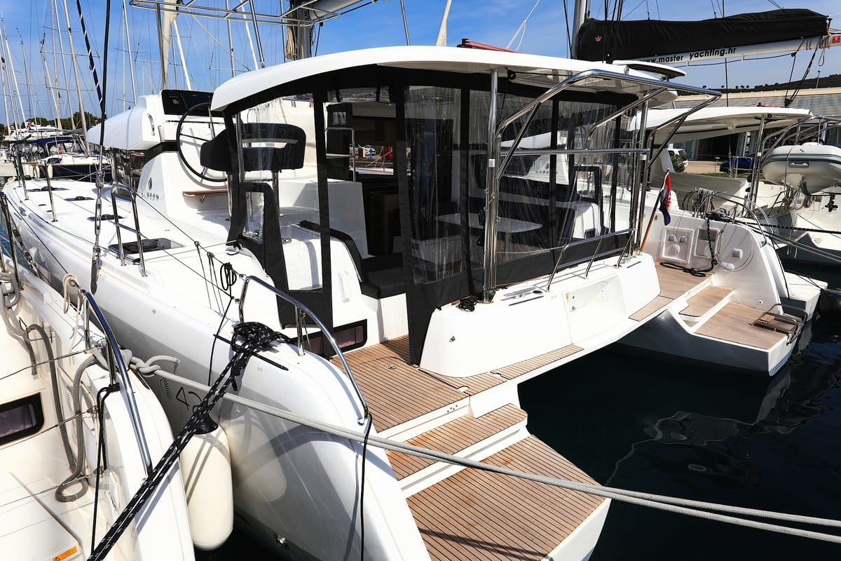 Deck of Family Time, a Lagoon 42 catamaran at Općina Sukošan, Croatia