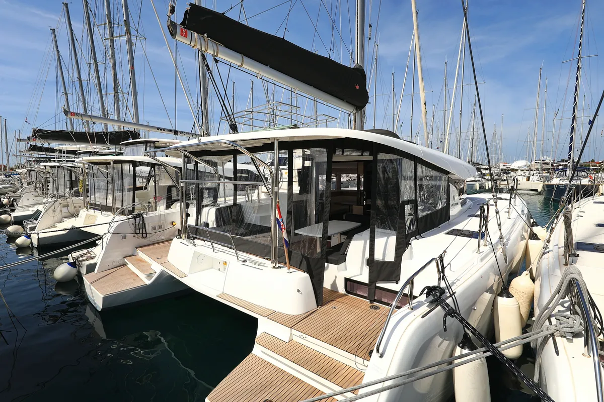 Exterior view of Family Time, a Lagoon 42 catamaran at Općina Sukošan, Croatia