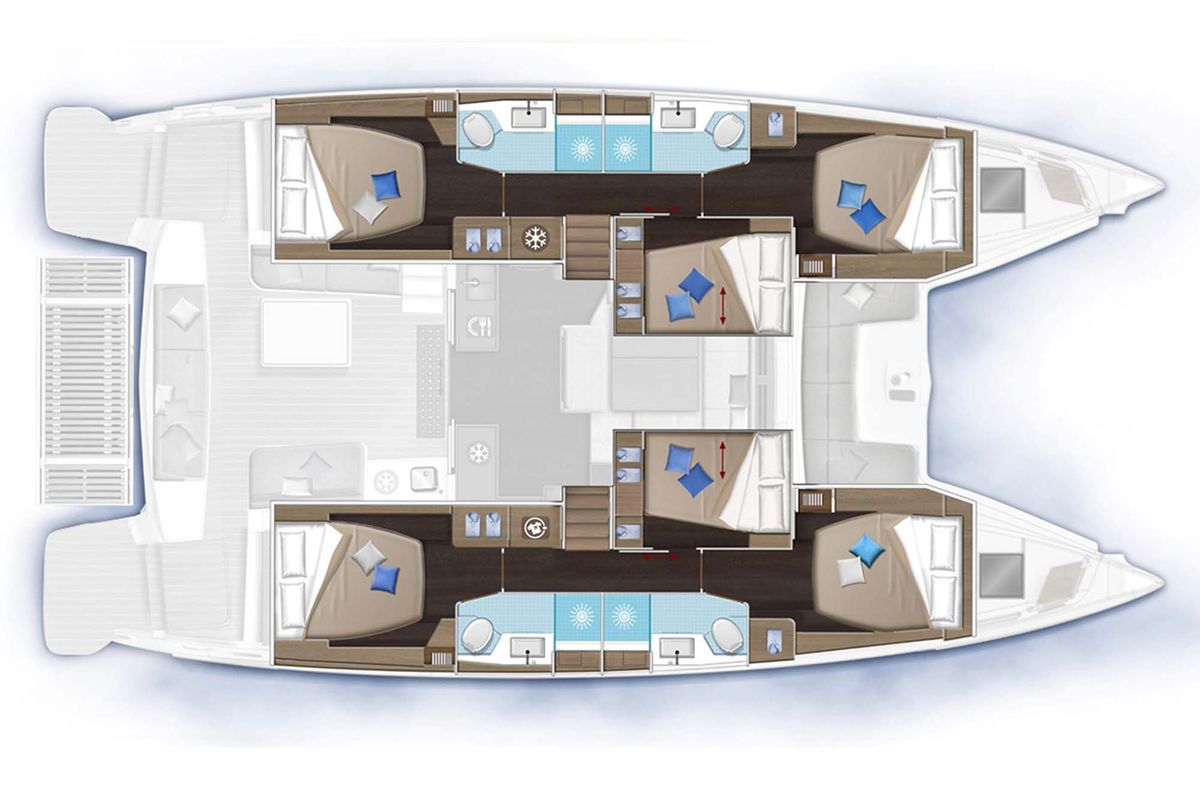 Floor plan of ALPHA, a Lagoon 51 catamaran at Athens, Greece