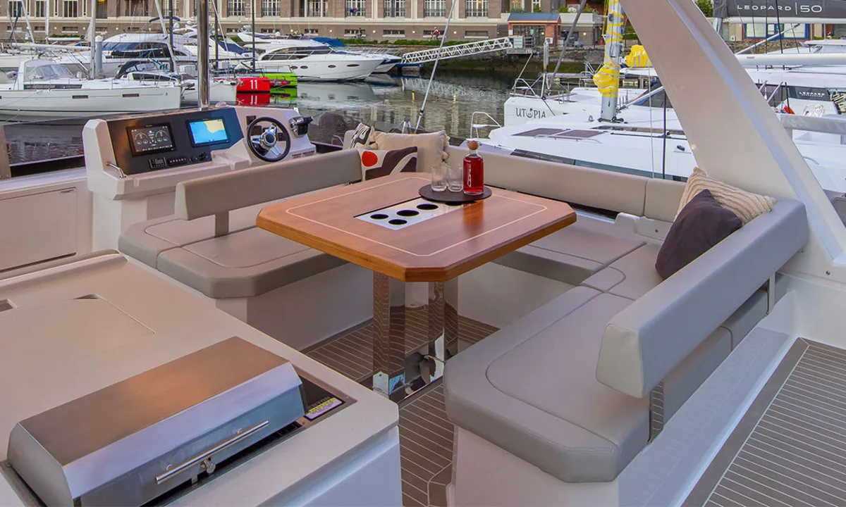 Deck of Moorings 403 PC Exclusive, a Leopard 40 PC catamaran at Pa Khlok, Thailand