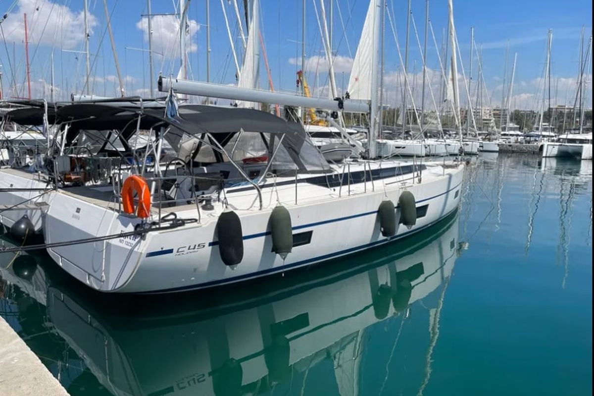 Exterior view of AF-C4523, a Bavaria C45 sailboat at Athens, Greece