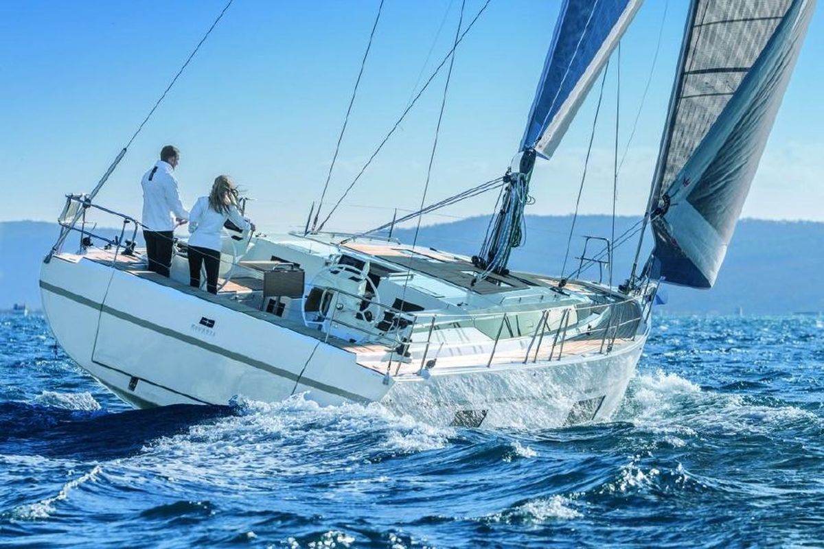 Exterior view of Brunello, a Bavaria C45 sailboat at Seget Donji, Croatia