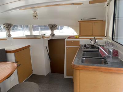 Galley of Felicite, a Lagoon 380 catamaran at Eden Island Marina, Seychelles