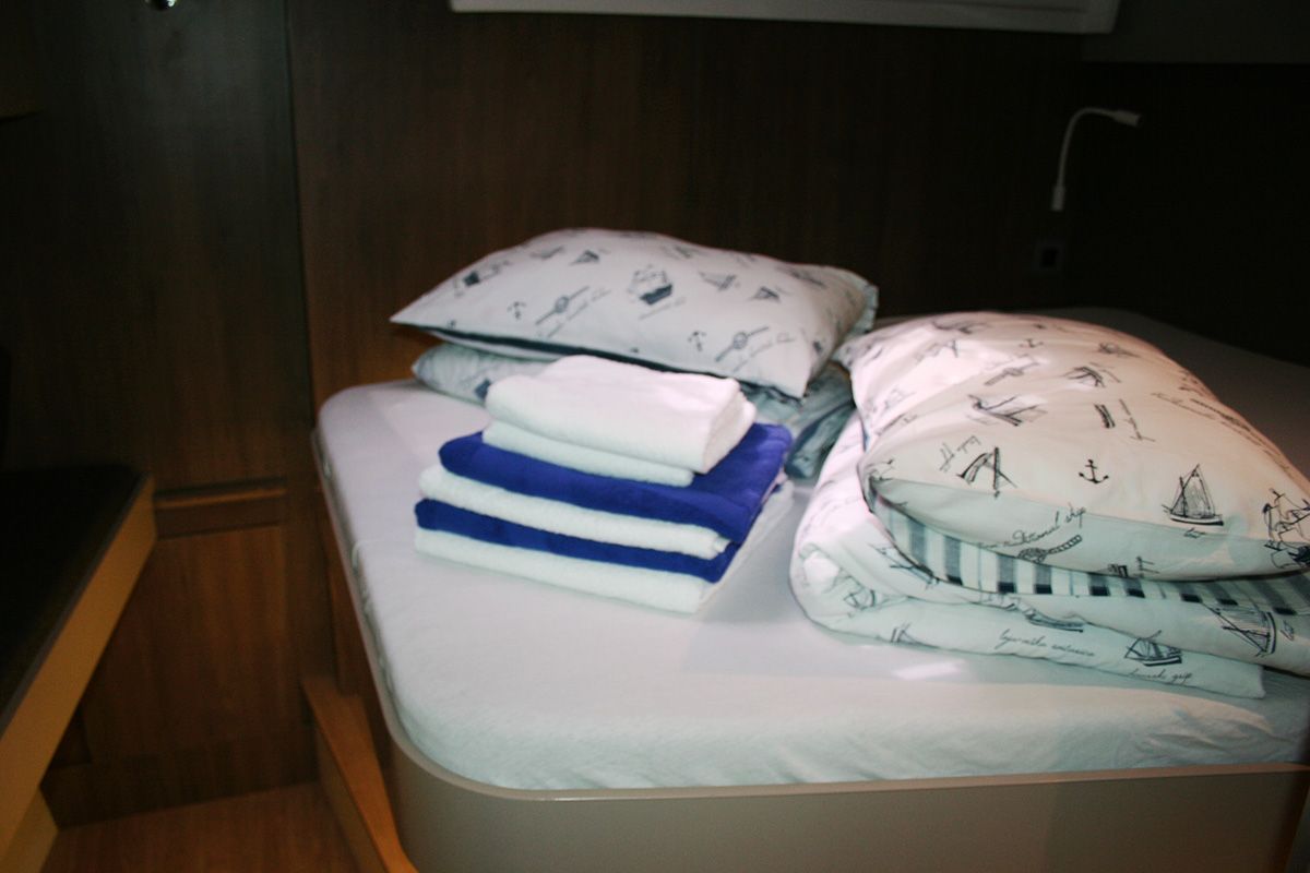 Cabin on Ghost, a Bali Catspace catamaran at Dubrovnik, Croatia