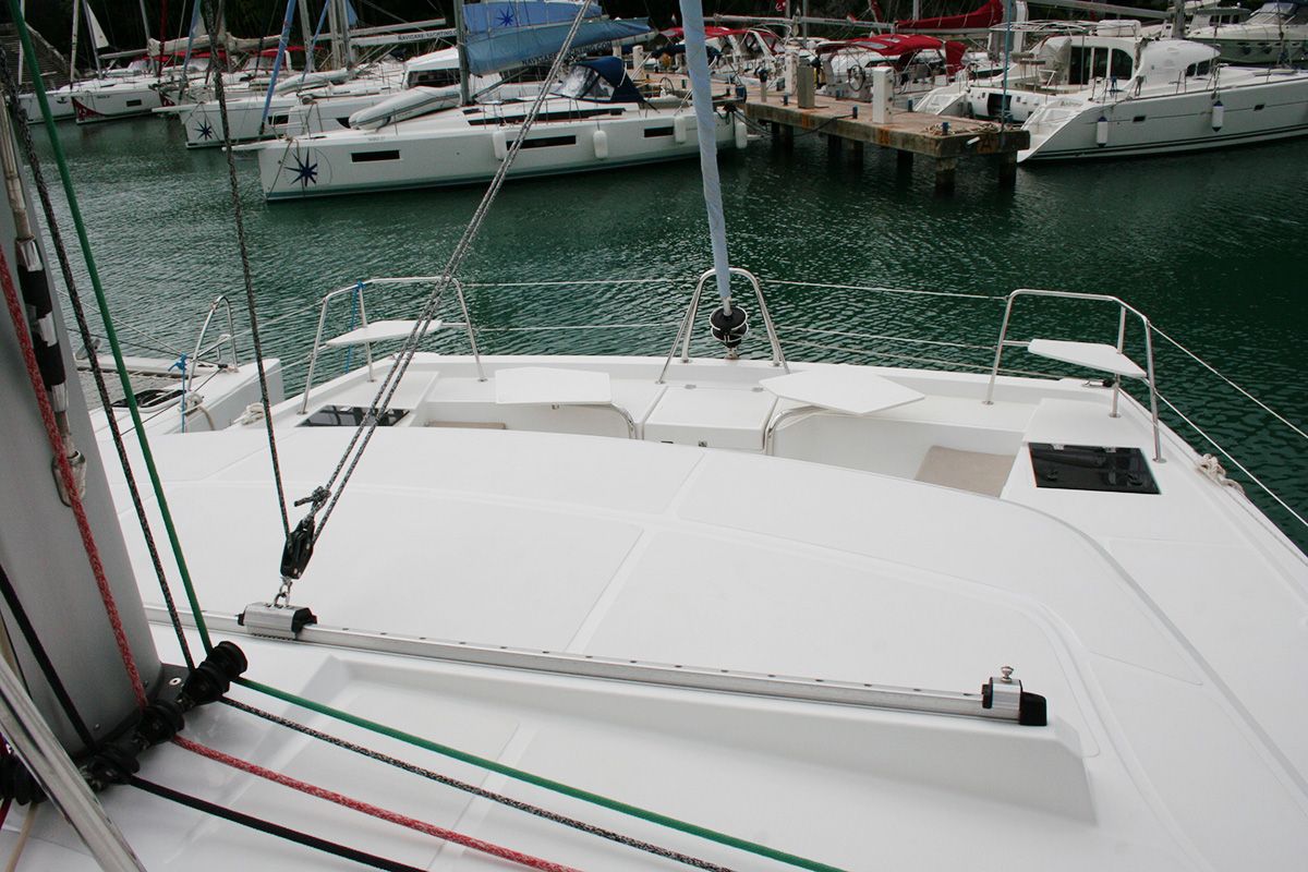 Deck of Ghost, a Bali Catspace catamaran at Dubrovnik, Croatia