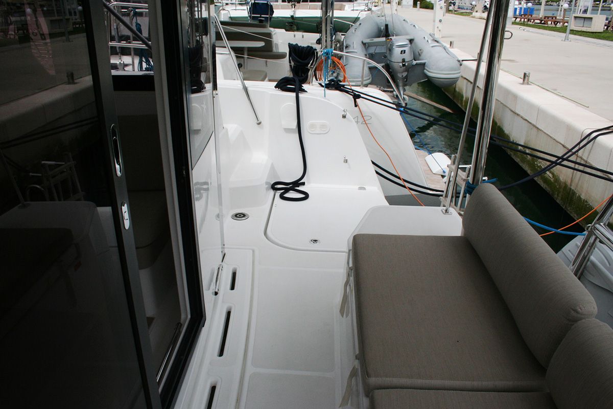 Deck of Ghost, a Bali Catspace catamaran at Dubrovnik, Croatia