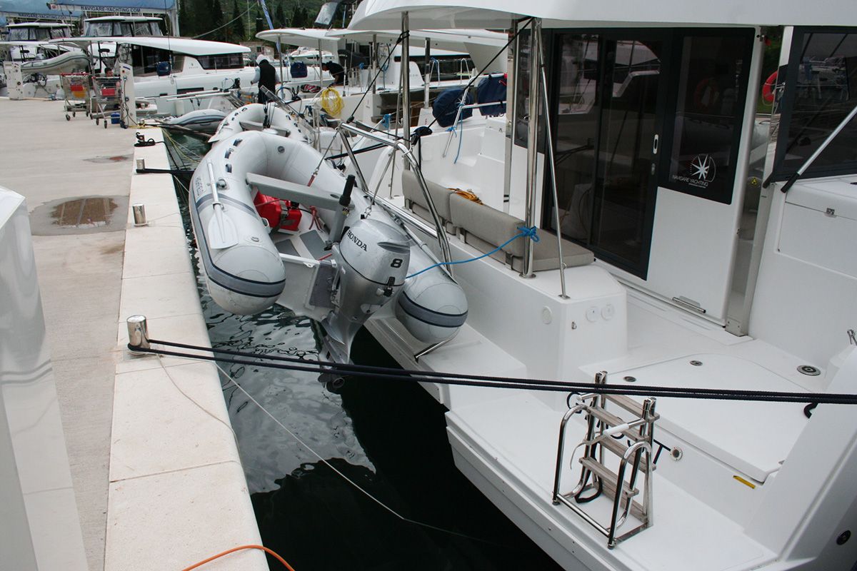 Exterior view of Ghost, a Bali Catspace catamaran at Dubrovnik, Croatia