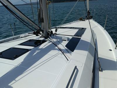 Deck of Zoe, a Beneteau Oceanis 46.1 sailboat at Volos Municipality, Greece
