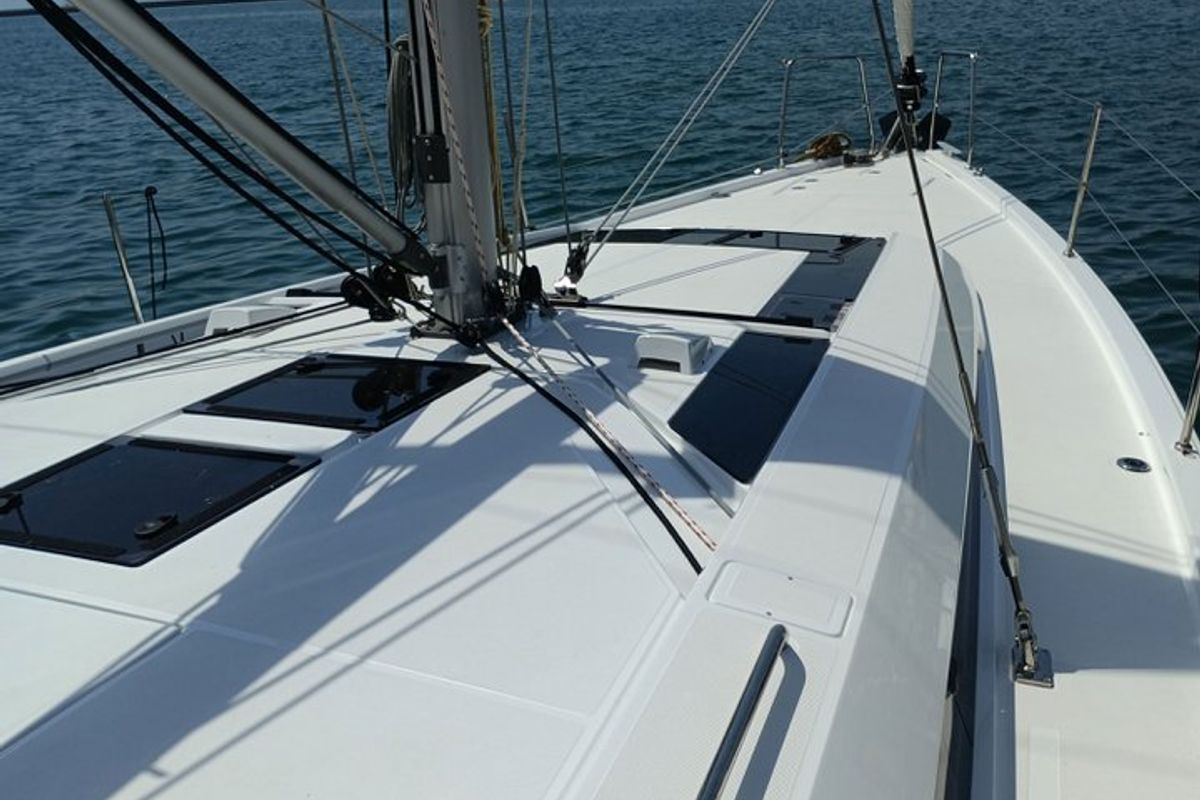 Deck of Zoe, a Beneteau Oceanis 46.1 sailboat at Volos Municipality, Greece
