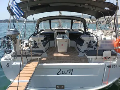 Cockpit of Zoe, a Beneteau Oceanis 46.1 sailboat at Volos Municipality, Greece