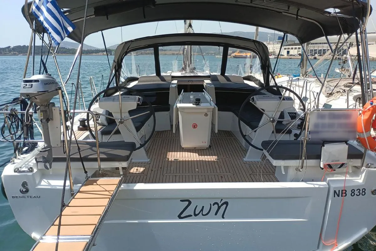 Cockpit of Zoe, a Beneteau Oceanis 46.1 sailboat at Volos Municipality, Greece