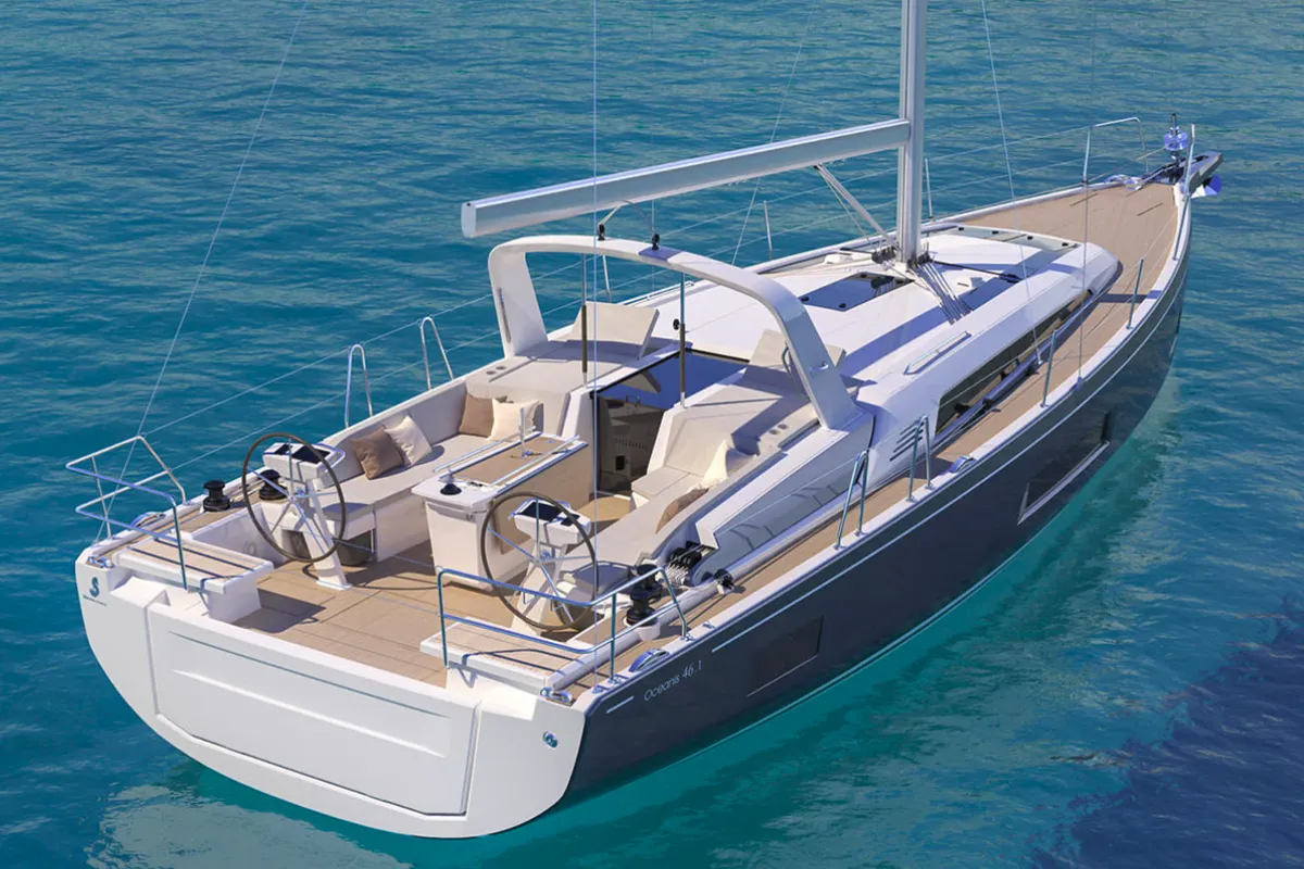 Exterior view of Zoe, a Beneteau Oceanis 46.1 sailboat at Volos Municipality, Greece