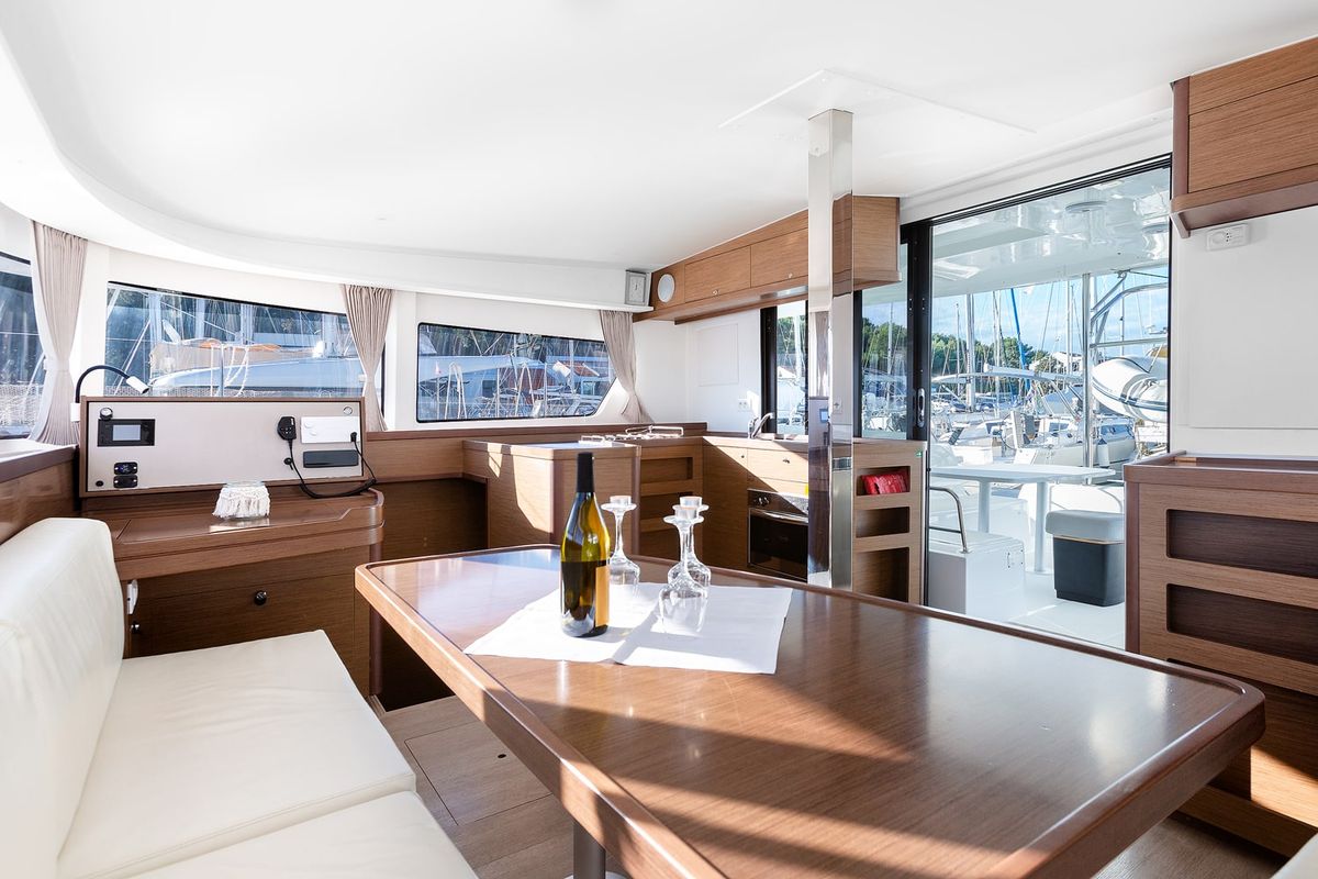 Salon of Mare Fiero, a Lagoon 42 catamaran at Općina Medulin, Croatia