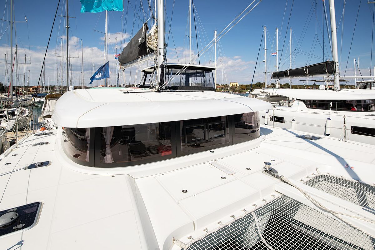Deck of Mare Fiero, a Lagoon 42 catamaran at Općina Medulin, Croatia