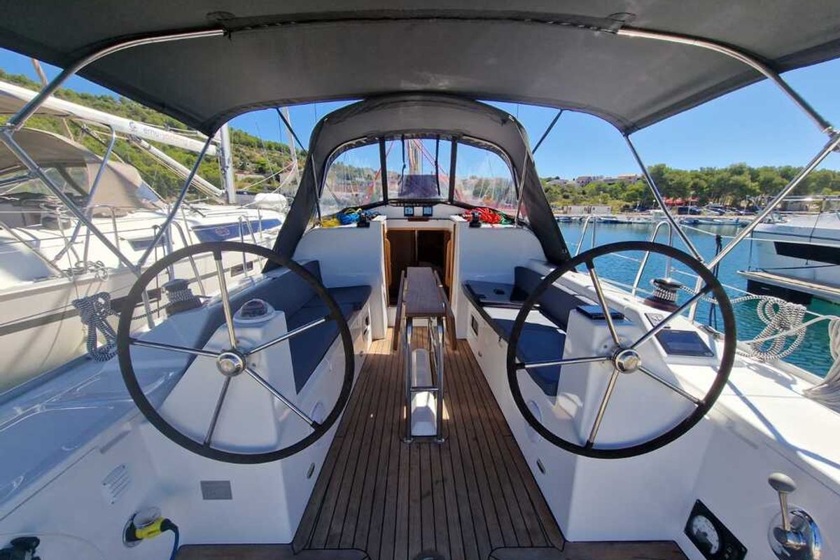 Cockpit of Furia, a Scandinavia Yachts Scandinavia 35 sailboat at Grad Biograd na Moru, Croatia