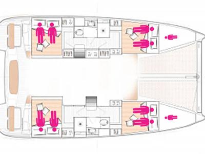 Floor plan of Amare III, a Excess 11 catamaran at Municipal Unit of Ellomenos, Greece