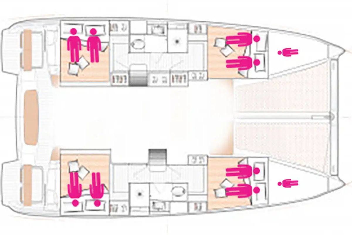 Floor plan of Amare III, a Excess 11 catamaran at Municipal Unit of Ellomenos, Greece