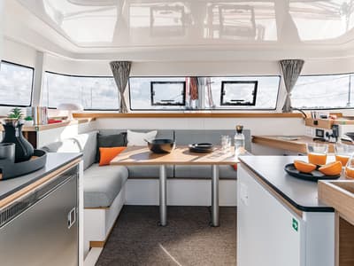 Salon of Amare III, a Excess 11 catamaran at Municipal Unit of Ellomenos, Greece