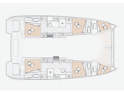 Floor plan of Amare III, a Excess 11 catamaran at Municipal Unit of Ellomenos, Greece