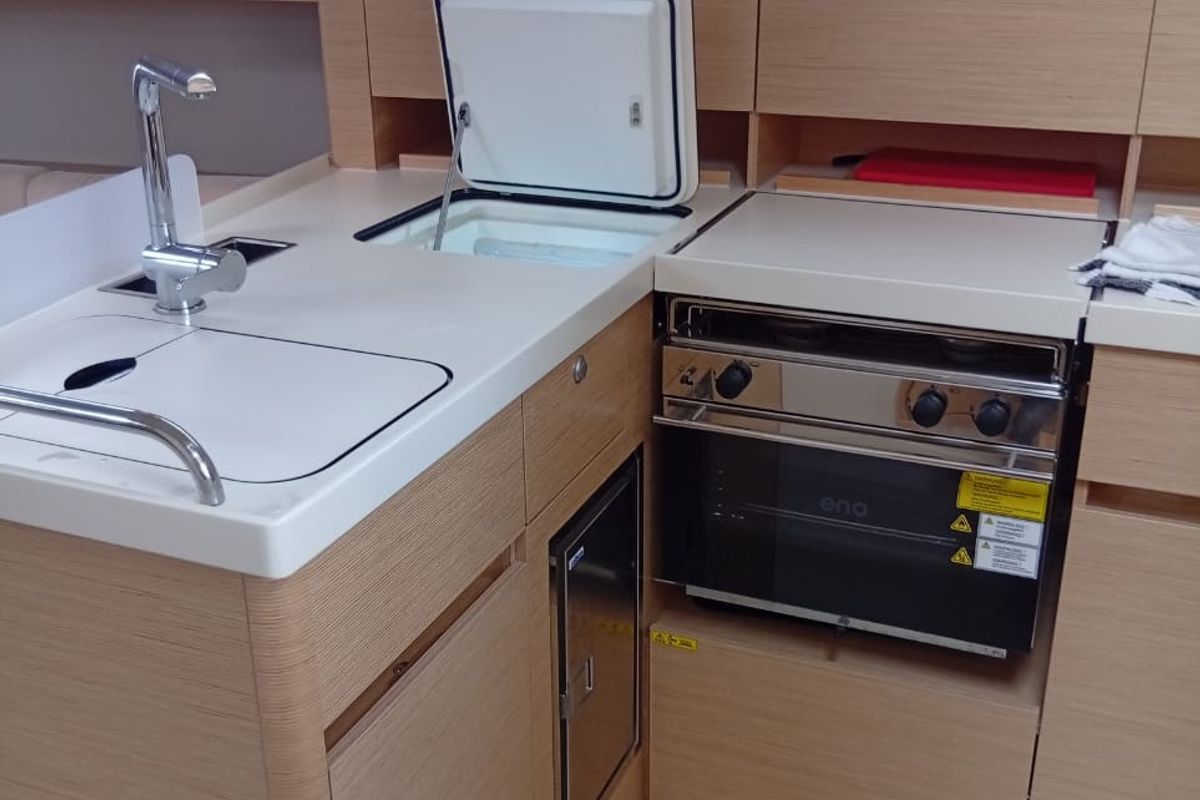 Galley of Eleni, a Hanse Yachts Hanse 418 sailboat at Kontokali, Greece