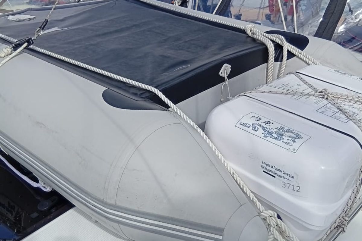 Deck of Eleni, a Hanse Yachts Hanse 418 sailboat at Kontokali, Greece
