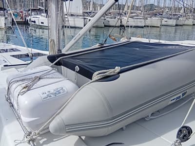 Deck of Eleni, a Hanse Yachts Hanse 418 sailboat at Kontokali, Greece