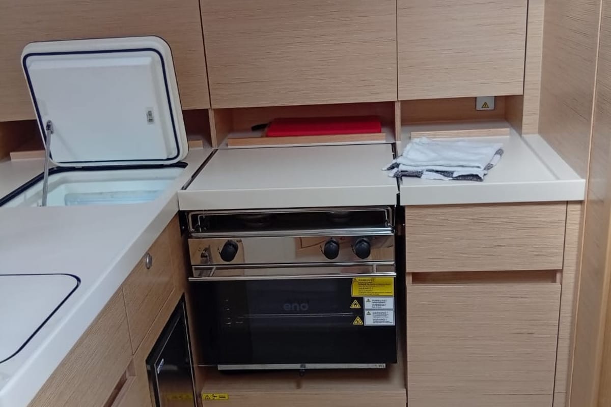 Galley of Eleni, a Hanse Yachts Hanse 418 sailboat at Kontokali, Greece