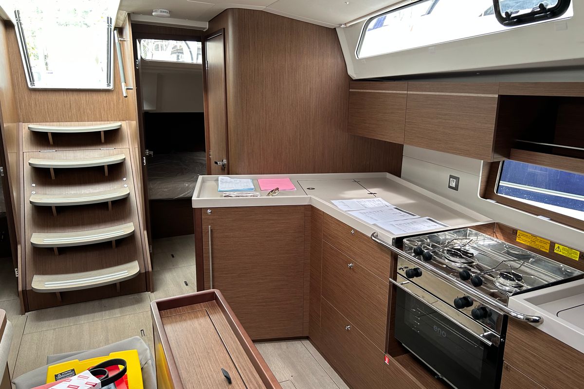 Galley of Bellagio, a Beneteau Oceanis 46.1 sailboat at Fethiye, Turkey
