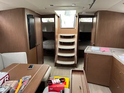 Salon of Bellagio, a Beneteau Oceanis 46.1 sailboat at Fethiye, Turkey