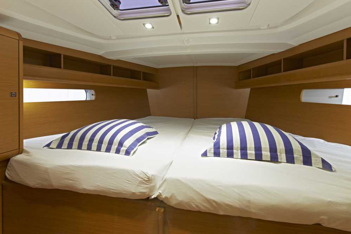 Cabin on YOLO, a Jeanneau Sun Odyssey 479 sailboat at Municipal Unit of Lefkada, Greece