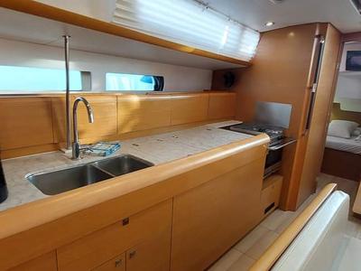 Galley of YOLO, a Jeanneau Sun Odyssey 479 sailboat at Municipal Unit of Lefkada, Greece
