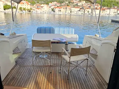 Deck of Brioni, a Brioni Yachts Brioni 44 motorboat at Split, Croatia