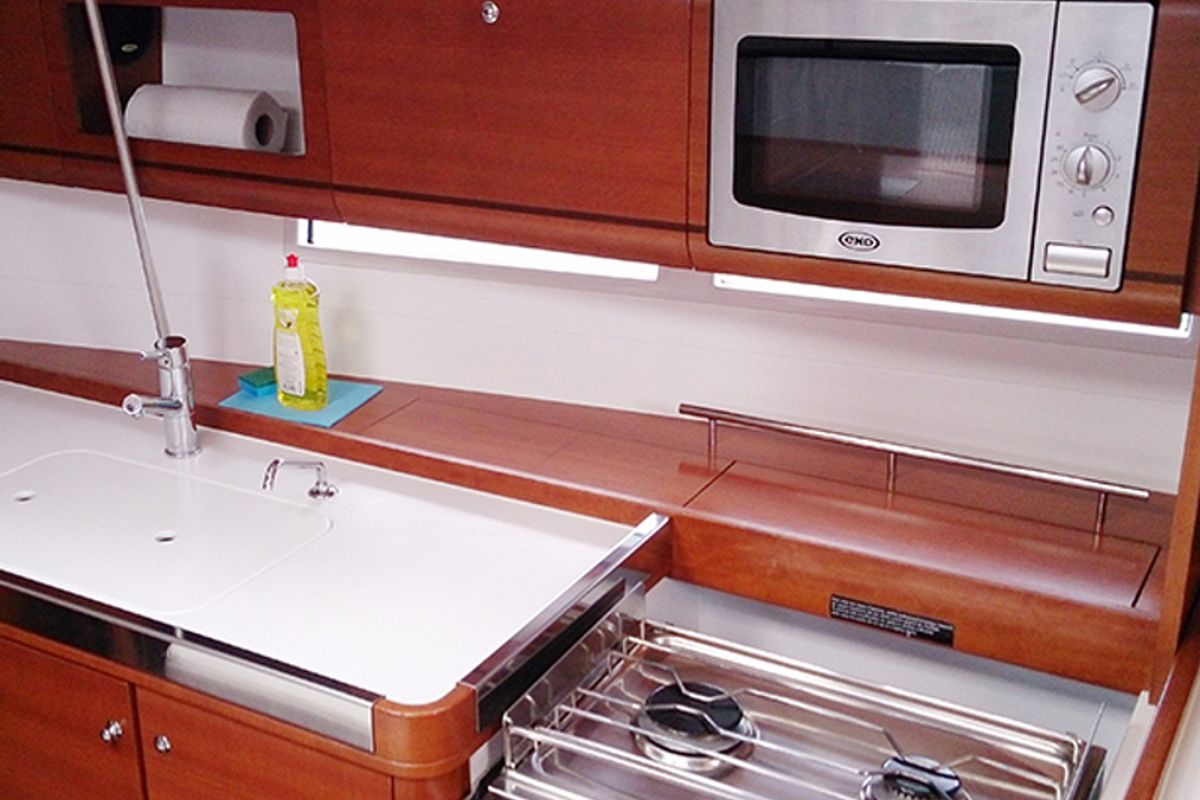 Galley of La Digue, a Dufour 405 sailboat at Grad Pula, Croatia