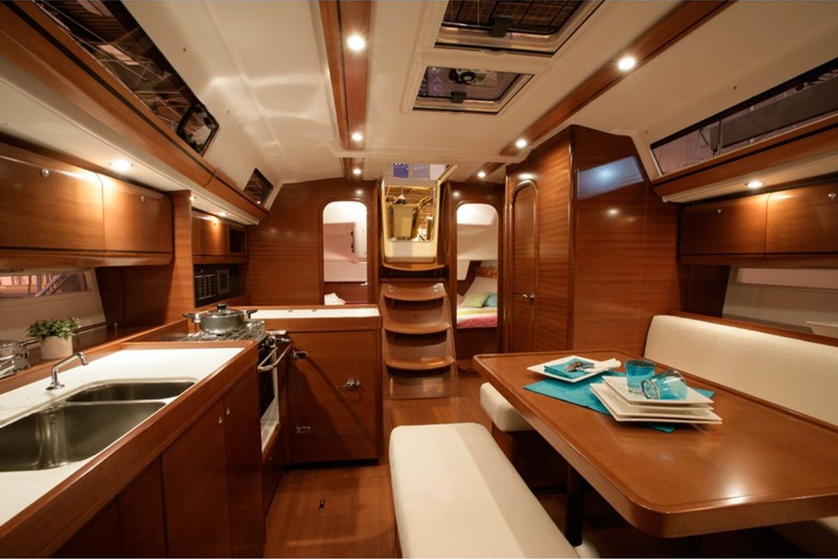 Salon of La Digue, a Dufour 405 sailboat at Grad Pula, Croatia
