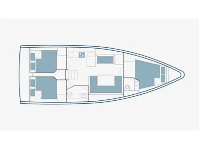 Floor plan of Lydia, a Bavaria C42 sailboat at Municipal Unit of Sikyona, Greece