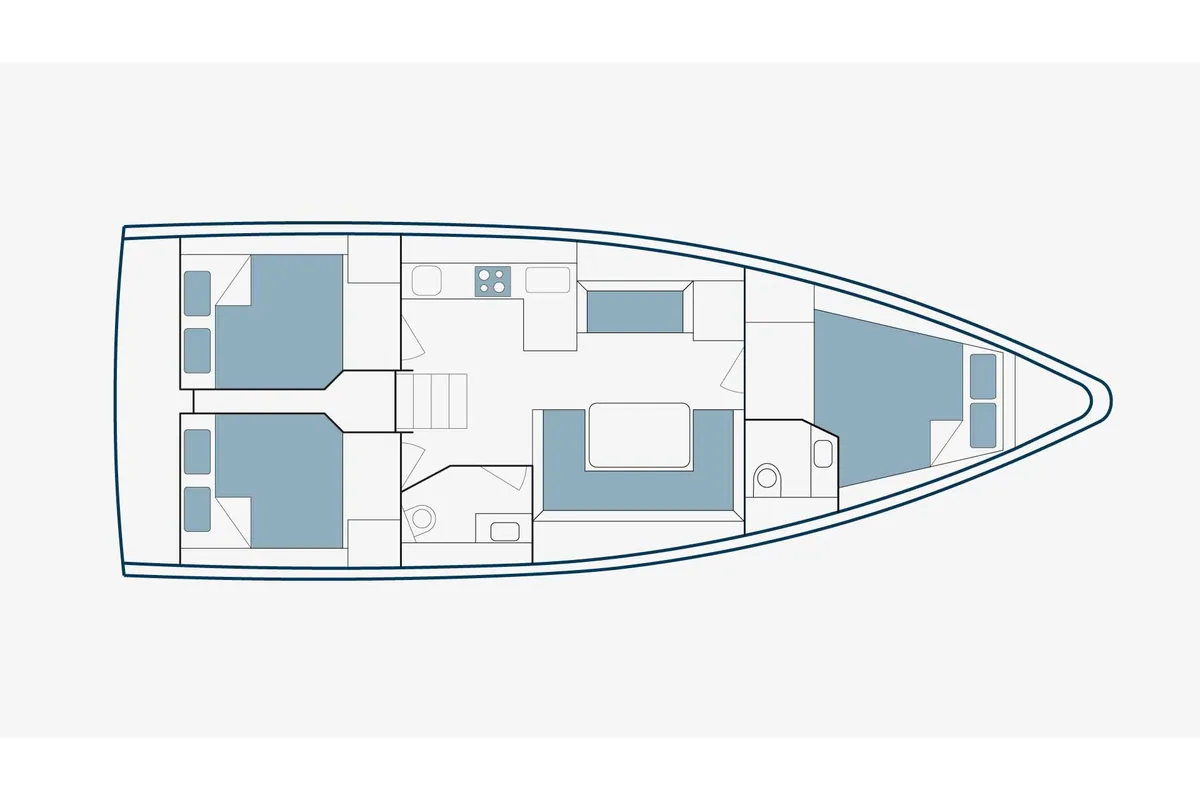 Floor plan of Lydia, a Bavaria C42 sailboat at Municipal Unit of Sikyona, Greece