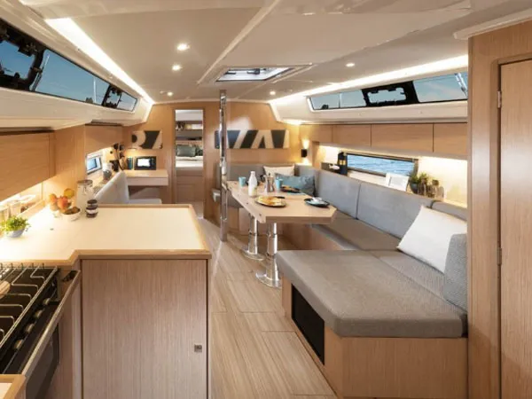 Salon of Lydia, a Bavaria C42 sailboat at Municipal Unit of Sikyona, Greece