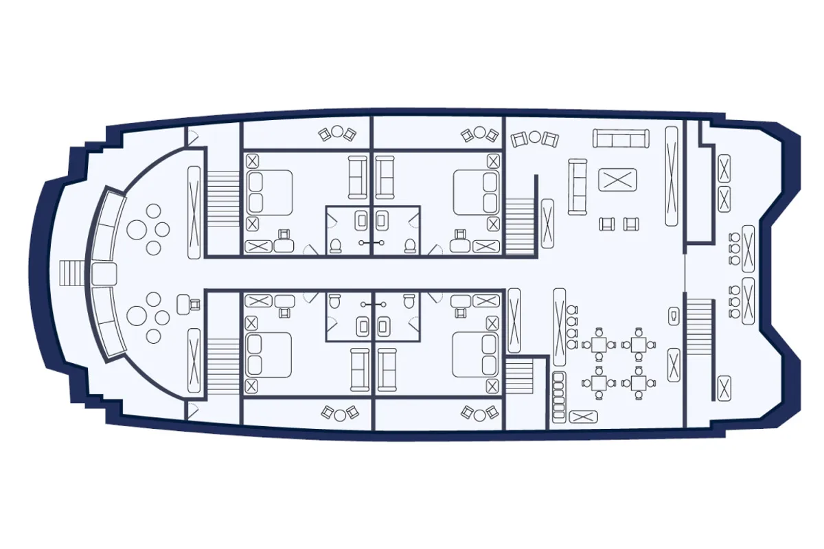 Floor plan of Endemic, a Gulet Power Catamaran catamaran at Baltra, Ecuador