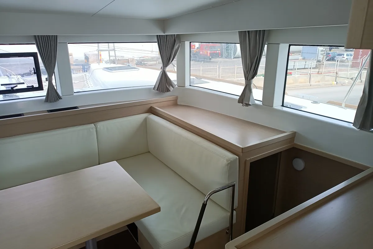 Salon of Nami Maru, a Lagoon 40 catamaran at Volos Municipality, Greece