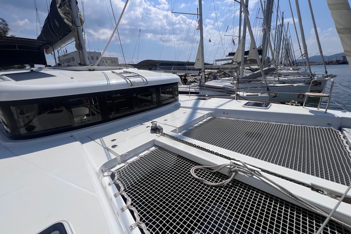 Deck of Nami Maru, a Lagoon 40 catamaran at Volos Municipality, Greece