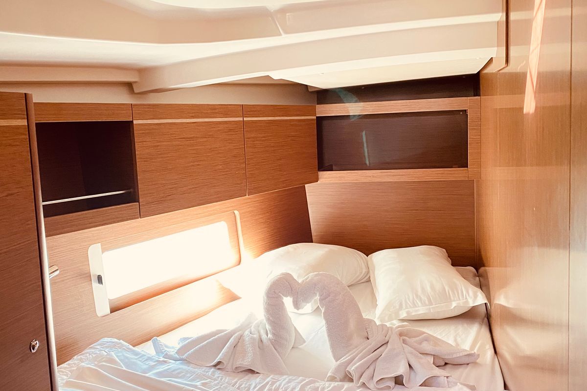 Cabin on Marbella, a Beneteau Oceanis 46.1 sailboat at Municipal Unit of Lefkada, Greece